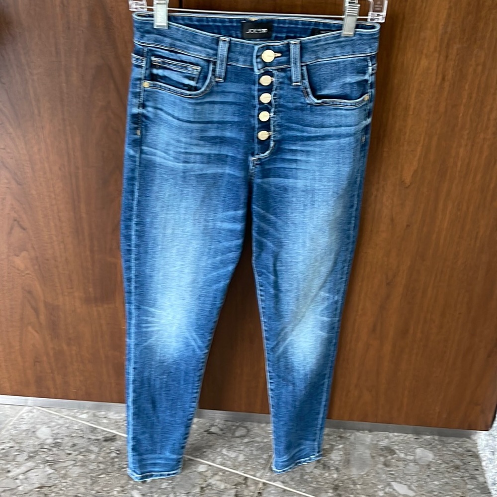 Joes jeans high rise skinny ankle with exposed buttons